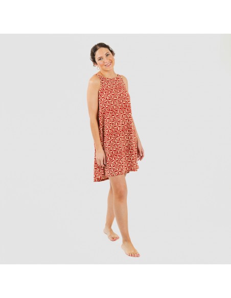 Vestido corto tirantes crepe Corinto teja Vestido corto tirantes crepe Corinto teja