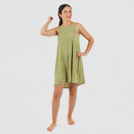 Vestido corto tirantes crepe Corinto verde hierba