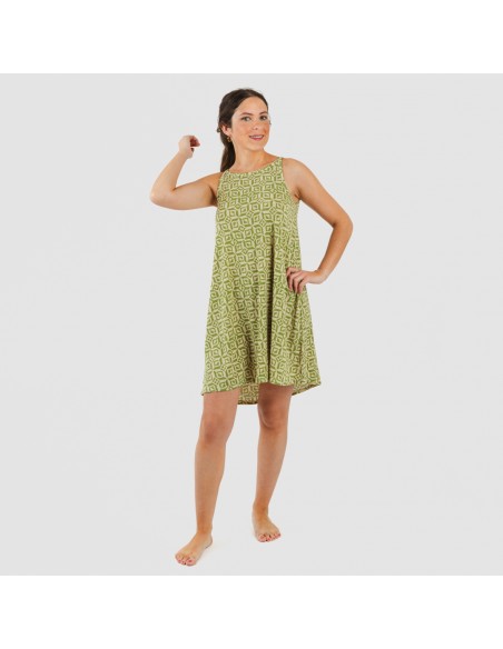 Vestido corto tirantes crepe Corinto verde hierba vestidos-y-blusones-mujer