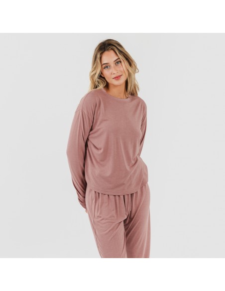 Pijama largo viscosa mujer liso pijamas-largos-mujer
