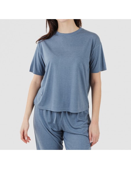 Pijama largo manga corta viscosa mujer liso Pijama largo manga corta viscosa mujer liso