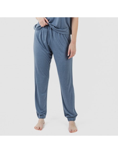 Pijama largo manga corta viscosa mujer liso pijamas-largos-mujer