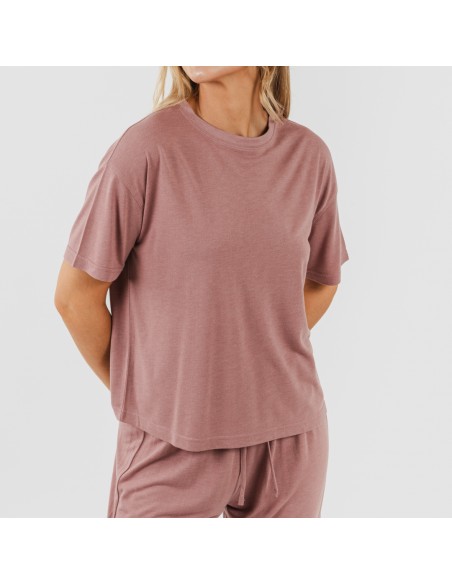 Pijama largo manga corta viscosa mujer liso Pijama largo manga corta viscosa mujer liso