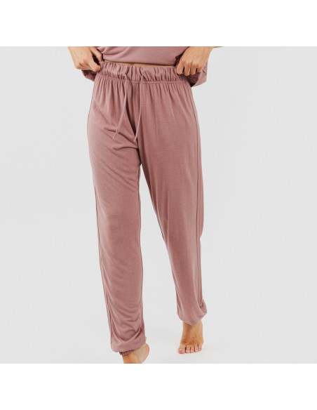 Pijama largo manga corta viscosa mujer liso pijamas-largos-mujer