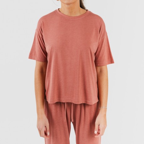 Pijama largo manga corta viscosa mujer liso