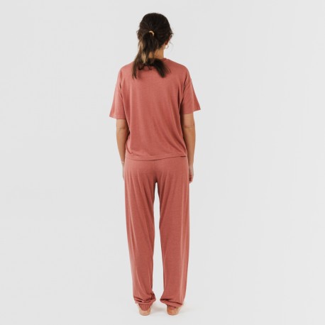 Pijama largo manga corta viscosa mujer liso
