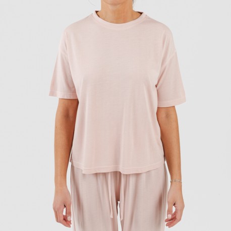 Pijama largo manga corta viscosa mujer liso