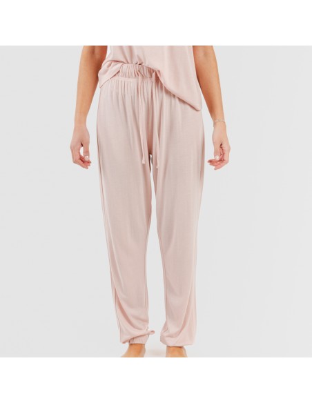 Pijama largo manga corta viscosa mujer liso Pijama largo manga corta viscosa mujer liso