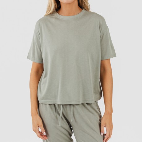 Pijama largo manga corta viscosa mujer liso