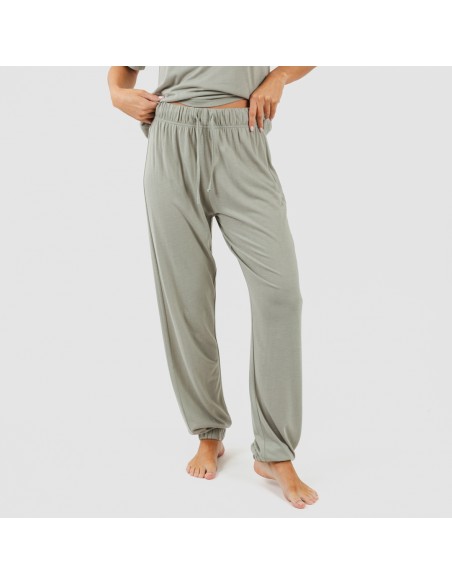 Pijama largo manga corta viscosa mujer liso