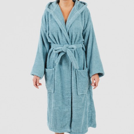 Albornoz capucha agua marina 450gr Unisex