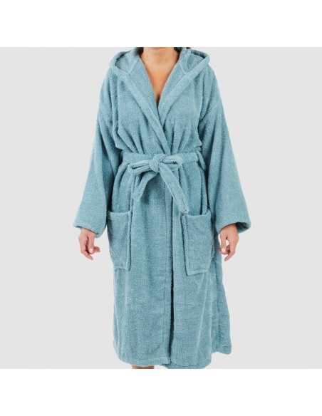 Albornoz capucha agua marina 450gr Unisex
