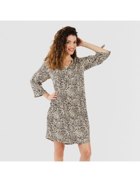 Camisola viscosa Sole beige - negro Camisola viscosa Sole beige - negro