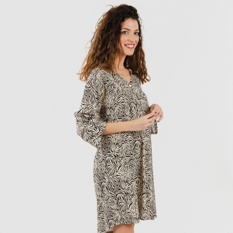 Camisola viscosa Sole beige - negro