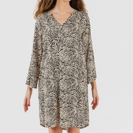 Camisola viscosa Sole beige - negro