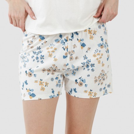 Pijama corto manga fluida algodón mujer Arauz indigo