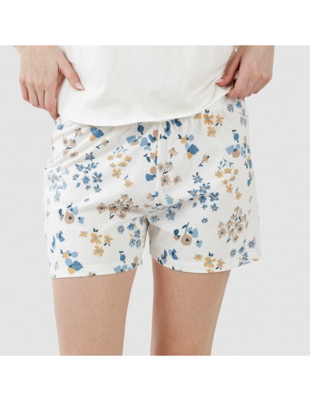 Pijama corto manga fluida algodón mujer Arauz indigo Pijama corto manga fluida algodón mujer Arauz indigo