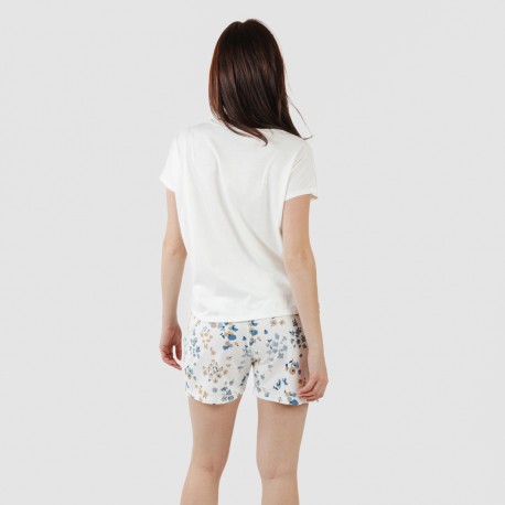 Pijama corto manga fluida algodón mujer Arauz indigo