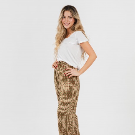 Pantalón viscosa Erina verde caceria