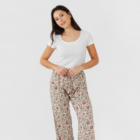 Pantalón viscosa Isabel teja
