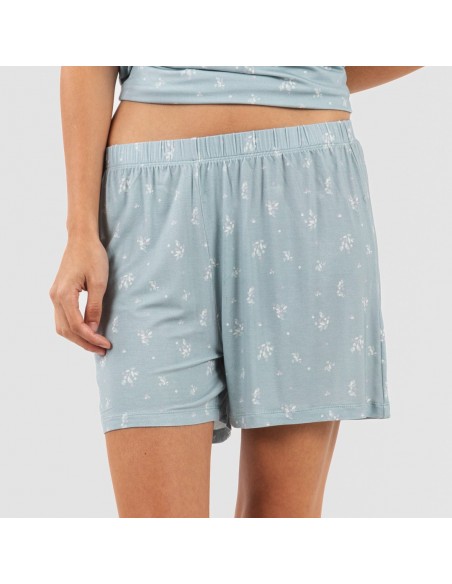 Pijama corto manga fluida viscosa mujer Adriane verde agua Pijama corto manga fluida viscosa mujer Adriane verde agua