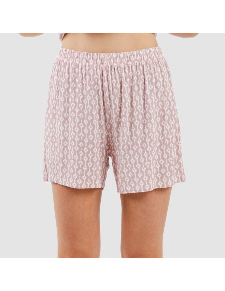 Pijama corto manga fluida viscosa mujer Ellene rosa palo Pijama corto manga fluida viscosa mujer Ellene rosa palo