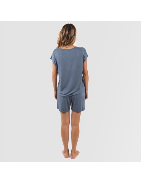 Pijama corto manga fluida viscosa mujer liso Pijama corto manga fluida viscosa mujer liso