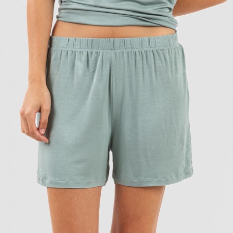 Pijama corto manga fluida viscosa mujer liso
