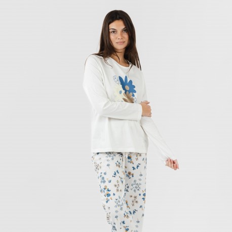 Pijama largo algodón Arauz indigo pijamas-largos-mujer