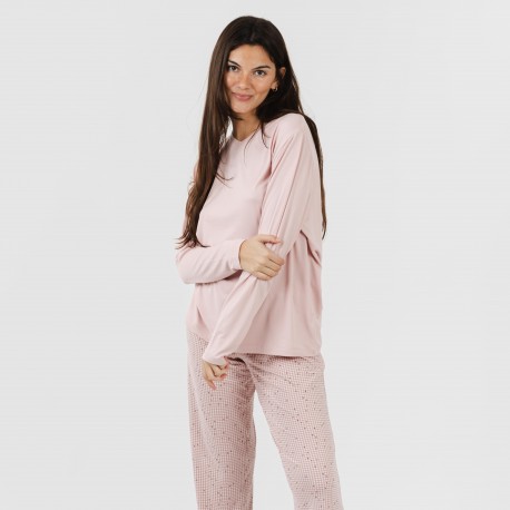Pijama largo mujer soft Maya rosa palo
