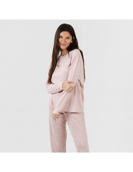 Pijama largo mujer soft Maya rosa palo Pijama largo mujer soft Maya rosa palo