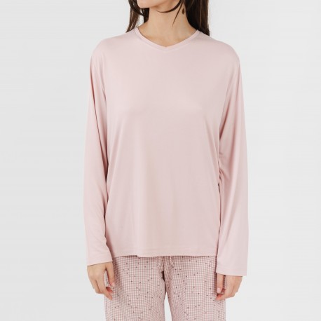 Pijama largo mujer soft Maya rosa palo