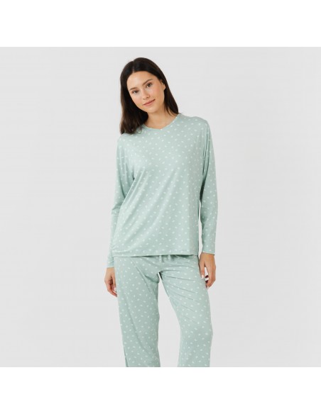 Pijama largo mujer soft Natalie verde tiffany