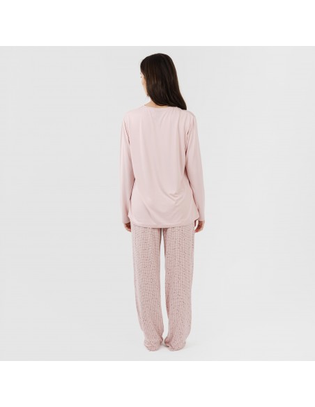 Pijama largo mujer soft Maya rosa palo pijamas-largos-mujer