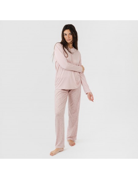 Pijama largo mujer soft Maya rosa palo Pijama largo mujer soft Maya rosa palo
