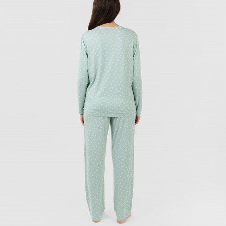 Pijama largo mujer soft Natalie verde tiffany