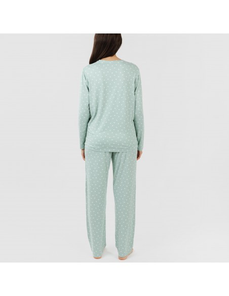 Pijama largo mujer soft Natalie verde tiffany