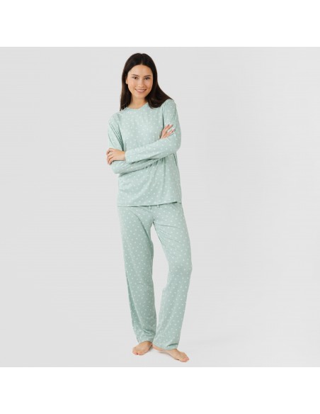 Pijama largo mujer soft Natalie verde tiffany