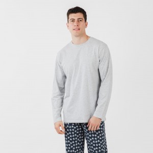 Pijama largo algodón hombre Octopus gris