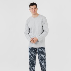 Pijama largo algodón hombre Octopus gris 2
