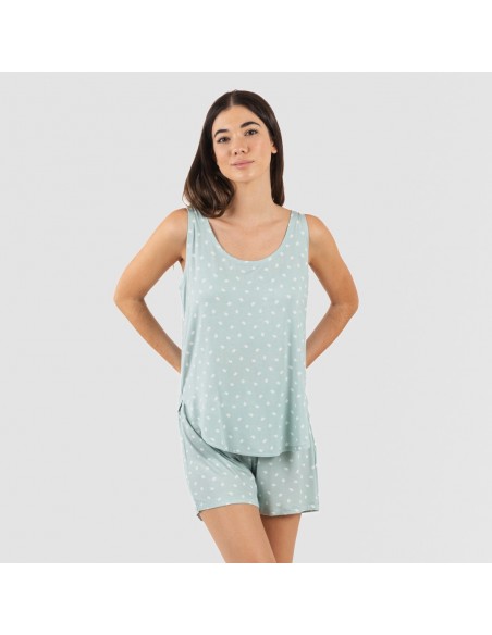 Pijama tirantes mujer viscosa Natalie verde tiffany Pijama tirantes mujer viscosa Natalie verde tiffany