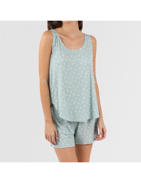 Pijama tirantes mujer viscosa Natalie verde tiffany Pijama tirantes mujer viscosa Natalie verde tiffany