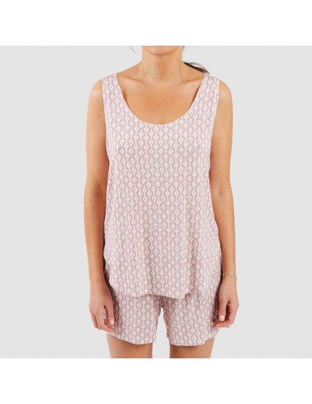 Pijama tirantes mujer viscosa Ellene rosa palo pijamas-cortos-mujer