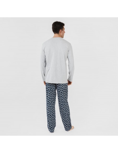 Pijama largo algodón hombre Octopus gris Pijama largo algodón hombre Octopus gris