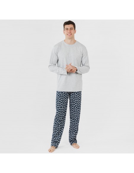 Pijama largo algodón hombre Octopus gris Pijama largo algodón hombre Octopus gris