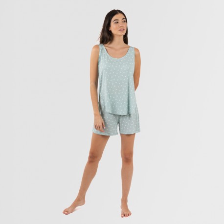 Pijama tirantes mujer viscosa Natalie verde tiffany