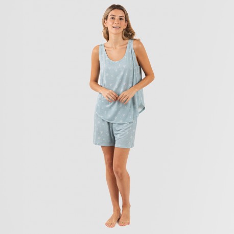 Pijama tirantes mujer viscosa Adriane verde agua