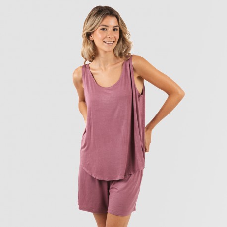 Pijama tirantes mujer viscosa liso pijamas-cortos-mujer