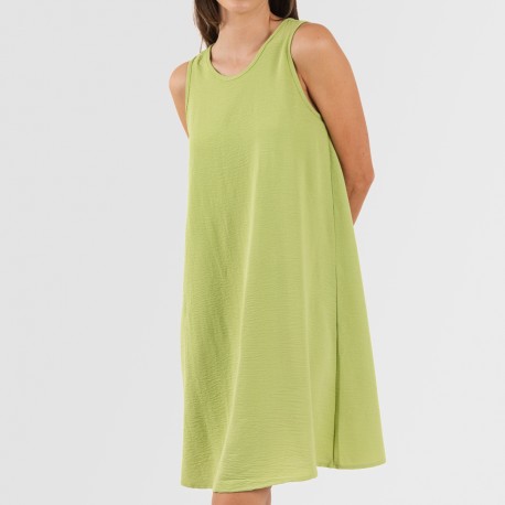 Vestido corto tirantes bambula liso