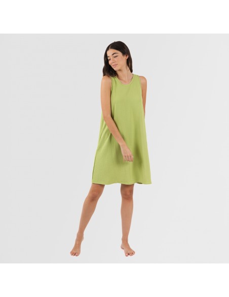 Vestido corto tirantes bambula liso Vestido corto tirantes bambula liso